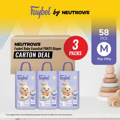 [3 PACKS BUNDLE DEAL] Faybel by Neutrovis Baby Essestial PANTS Disposable Baby Diaper - PANTS Series