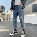 Quần jean nam quần jean rách gối quần jean nam blue Phiên bản Hàn Quốc. 