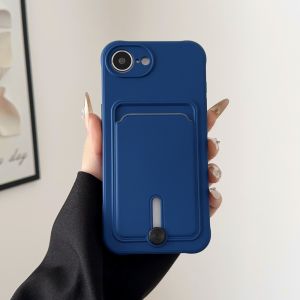 Fine Hole Sliding Card Holder Silicone Casing For iPhone 17e 16e I17e I16e 5G Phone Case Shockproof Soft Cover for iPhone 17E 16E
