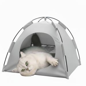 Kandang Kucing Lipat Portabel dengan Kasur - Motif Hewan Nyaman & Elegan