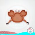 Akio Baby Kiara Crab Design Silicone Suction Plate with Spoon and Fork. 