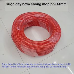 Cuộn dây bơm hút áp lực chống móp chống gấp phi 14mm dùng cho máy rửa xe và máy bơm áp lực có đầu hút 14