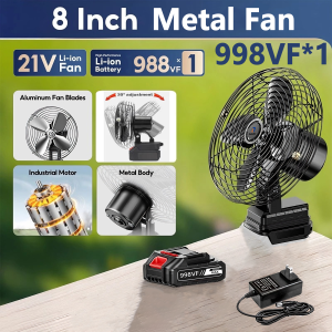 Cordless Fan 8 inch Portable Fan Rechargeable Fan High Power Outdoor Desktop Cooling Fans Adjustable Cordless Fan