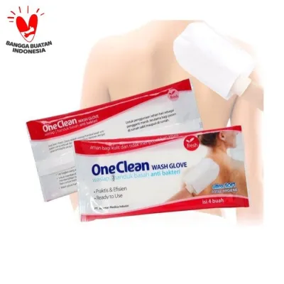 One Clean Wash Glove-Waslap-Handuk Basah Anti Bakteri-OneMed pak isi 4
