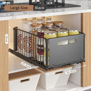 [CLEARANCE SALE] Joyurney Pull Out Kitchen Cabinet Organizer Rack w Rails - Metal Sliding Storage Baskets Under Sink