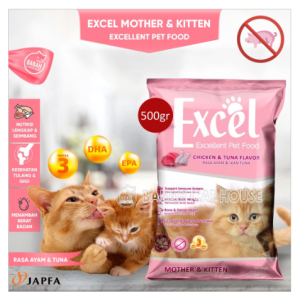 EXCEL MOTHER & KITTEN 500GR. Makanan Kering Kucing Untuk Induk dan Anak Kucing/ Induk dan anak kucing