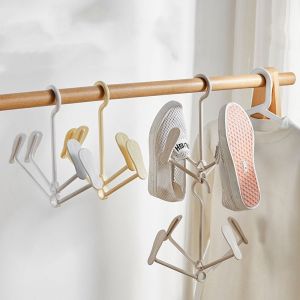 RBJ4 Plastic Windproof Shoe Drying Rack Space Saving Stackable Shoe Storage Organizer Multifunctional Rotatable Wardrobe Storage Rack for Home