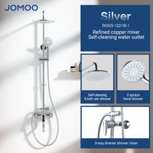 JOMOO Rain Shower Set Bathroom Solid Brass Material Adjustable Lifting Rod Hot and Cold Shower Set Complete Set Bathroom Accessories