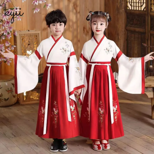 KYII Kids Girls Ancient costume hanfu Summer Dress Casual Loose Dress ky22259