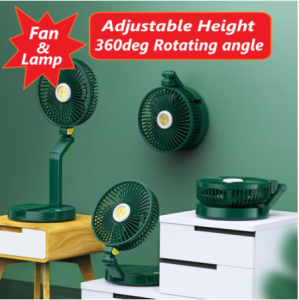 [SGReadyStocks] Portable Fan & Lamp Rotating Angle 720° Rotation 7 Inch Adjustable Height 2600mah 4 colors