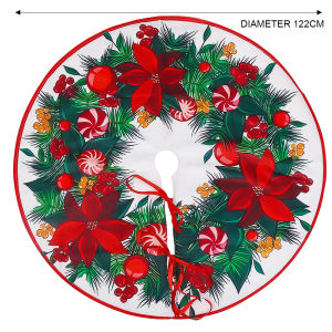 24/36/48 Inches Knitted Christmas Tree Skirt Exquisite Red White Xmas Tree Cover Base Decorations  New Year Home Decor Ornament