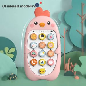 Kids Musical Phone Toy Light Sound Bilingual Learning Mode Animal Button Pretend Call Early Education For Home Play