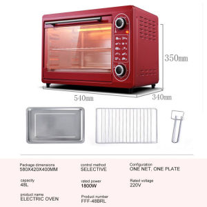 ZZUOM 48L household oven 1800W baking cake electric oven bread oven 4-layer baking position multifunctional black