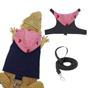SHENEY Adjustable Lizard Rope Bearded Dragon Lizard Hoodie Colorful Canvas Lizard Traction Rope Clothing Fashion Comfort Lizard Harness Vest Suitable for  Squirrel