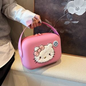 EXCES Large Capacity Handheld Cosmetic Case  Style Kawaii Cartoon Makeup Bag Portable Square Organizer Case Girls