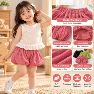 AILEBE Kids Short Pants A-Class Soft Comfortable Moderate Thickness Moderate Elasticity Casual Shorts For Daily Wear Pambahay Panglakad OOTD Outdoor School For Girls 2-6 Years Old