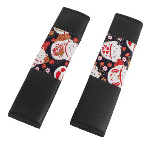 JDM Car Seat Belt Cover 2pcs Leather Auto Safety Belt Shoulder Covers Cushion Protector Universal Japanese Style Breathable Pad Automobile Interior Accessories