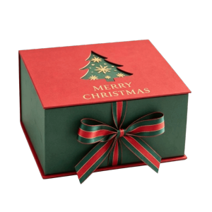 TEWUB Organizer Christmas Gifts Box Xmas Tree Flip-Top Gifts Packaging Box Party Supplies Ribbon Bow Holiday Wrapping Box Christmas