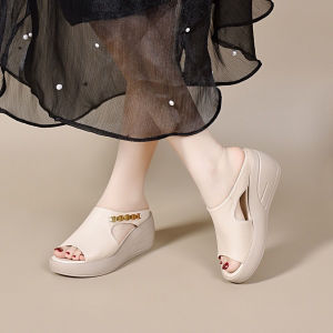 [Free Shipping] Platform-Soled Peep-Toe WomenS Shoes 2025 Summer New Style Thick-Soled Wedge Sandals For Women Fashionable Outdoor Slippers