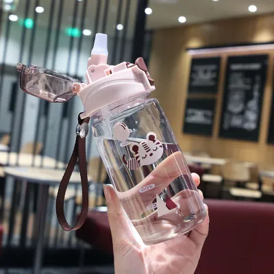 500ML Kids Water Cup Creative Cartoon Baby Feeding Cups With Straws Leakproof Water Bottles Outdoor Portable Childrens Cups Cups
