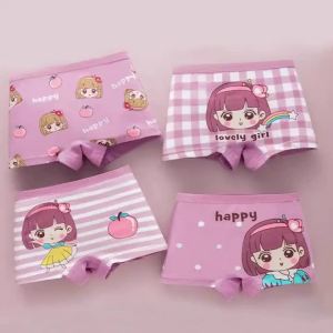 4pcs/Set Young Girls Cartoon Unicorn Print Breathable Briefs Soft Comfortable Underwear For Kids Toddler Boyshort Panties2026