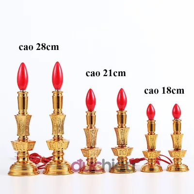 Đèn nến điện để bàn thờ hình lục giác thờ cúng Phật Quan Âm ông bà gia tiên đèn cầy điện thờ cúng - Đức Hiếu Shop