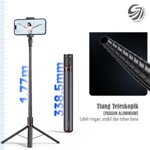 CIJI TT01 Jumping Tongsis Selfie Stick Tripod 2in1 Otomatis Tinggi 1.77M