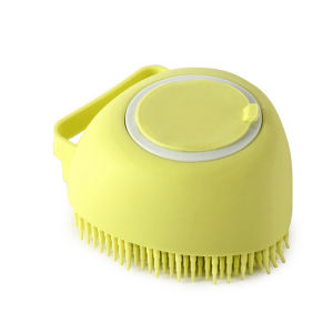 Bàn chải tắm cho chó mèo massage chải lông chất liệu silicon mền  có ngăn đựng xà bông sữa tắm tạo bọt nhiều tiện lợi