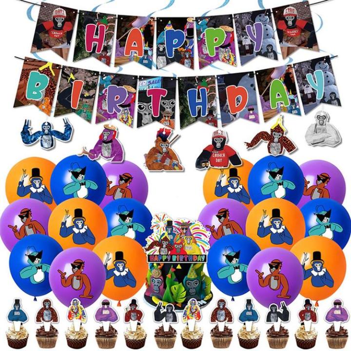 Gorilla Tag Balloon Game Anime King Monkey Globos Happy Birthday Banner ...