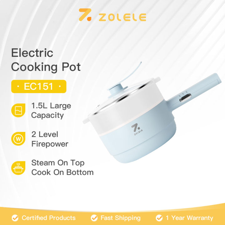 ZOLELE Electricity Cook Pot 1.5L Multi Cooker 700W Ceramic Coating Non