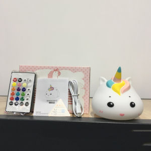 Rechargeable RGB Silicone Patting Lamp Led Night Light Remote Control Dimmable Nursery Kids Bedside Bedroom Cute Decorative For Sleeping Tap Portable Baby With Timer Touch Cartoon