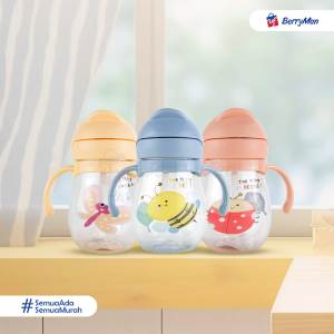 Botol Minum Bayi 280 ML Gelas Plastik Anak Balita Training Cup Sedotan Silikon Anti Tumpah BPA Free
