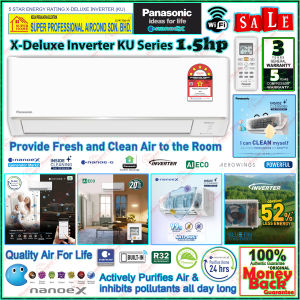 Panasonic X-Deluxe Inverter Air Conditioner CS-KU12AKH-1 & CU-RU12AKH 1.5hp R32 Inverter Aircon KU Series Nanoe-X Purification