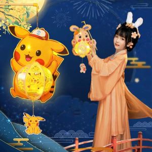EHTYR DIY Material Bag Mid-Autumn Festival Lamp Cartoon Bunny Chinese Style Stitch Flower Lamp Creative Glowing Handmade Kitty Lantern Photography Props