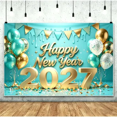 5x3ft Happy New Year Eve Backdrop 2027 New Year Banner Decorations Background New Years NYE Holiday Gatherings Portrait Photo Booth Prop
