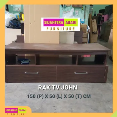rak tv meja tv audio video rak bufet pendek RTV John minimalis promo