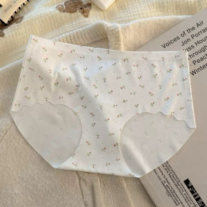 Hi.sweetie🎀[Ready Stock] Ice Silk Seamless Panties Women Plus Size M-2XL Breathable Soft Floral Briefs Underwear