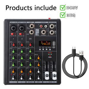 Professional Audio Mixer 4-Channel Equilibrium-3EQ Stereo output Bluetooth/MP3 Effect/Recording/delay