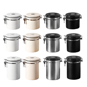 Large Capacity Stainless Steel Coffee Canister One Way Exhaust Valves Kitchen Storage Jar For Coffee Bean Teas Dry