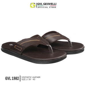Gvl Geovelli Sandal Pria Kasual Kekinian Dublin Premium Original Sandal Kulit Pria Kualitas Lokal - 1982 Coklat
