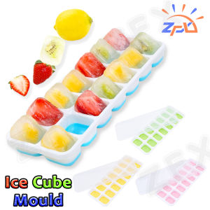 14 Grids Maker Silicone Ice Cube Tray Jelly Moulder with Lid Cover Freezer Tray Mold for Aquaflask Tyeso Tumbler