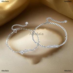 [COD] Abulaia 1 2PCS Classic Adjustable Lovers Bracelet Valentines Day Hand Jewelry Simple Thin Bracelet Flower Charm Couple Bangle Girls