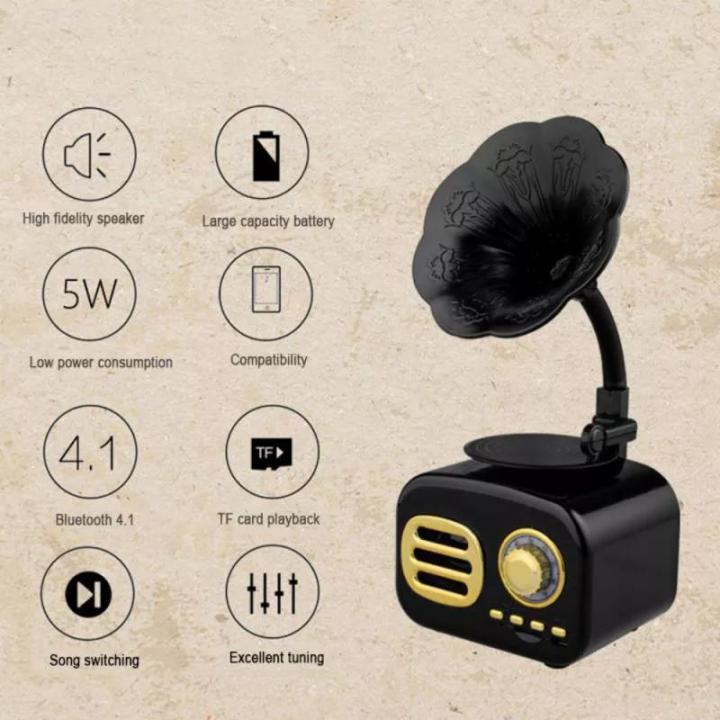 Retro Radio Bluetooth Portable Speaker Portable Mini Wireless ...
