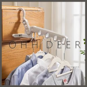 OHHDEER Portable 5 Holes Foldable Clothes Hanger Wall Mounted Clothes Hanger Plastic Travel Hangers