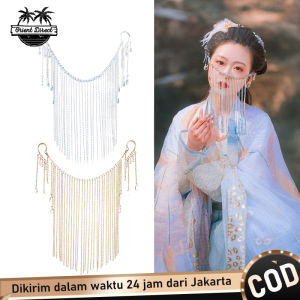 Headpiece Cleopatra Cadar Rantai Aksesoris Oriental Cadar Pengantin Fashion Crystal Headpiece Mesh Veil Chain Mask