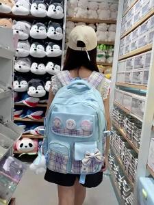 กระเป๋าเป้สุนัขอบเชยสำหรับเด็กผู้หญิง กระเป๋าเป้โรงเรียนประถมขนาดใหญ่สำหรับชั้น 1 ถึง 6