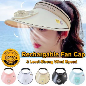 Summer Sunshade and Sunscreen Hat with Fan Rotatable Outdoor Sun Protection Hat Fan Beach Outdoor Fan Cap