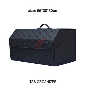 Organizer Tas Bagasi Mobil Lipat Portable Bahan Kulit Synthetic Leather