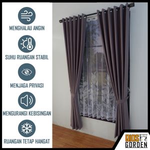 Gorden Jendela Pintu Kamar Kain Blackout Polos Tebal Dan Lembut Model Smokering Motif Serat