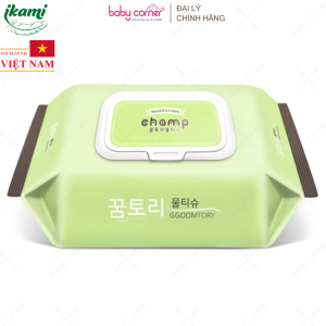 [HSD: T7/2027] Khăn Ướt Cao Cấp Không Mùi Champ Gói 100 Tờ 0M+